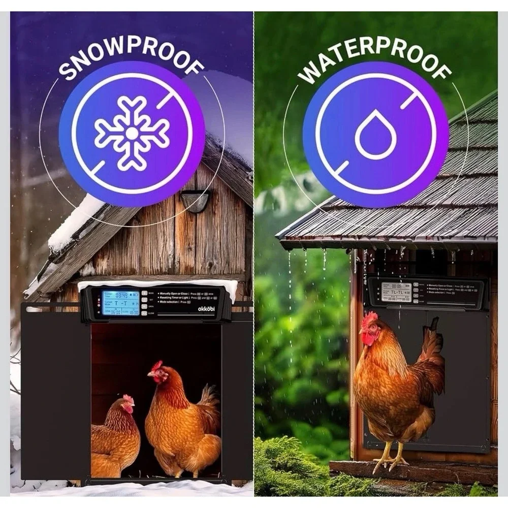 Extra Large Automatic Chicken Coop Door Solar Powered with Remote - LCD Display,